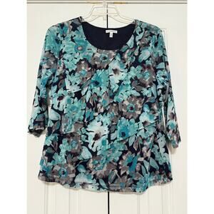 Croft and Barrow Printed Ruffled Blouse, Size 1X